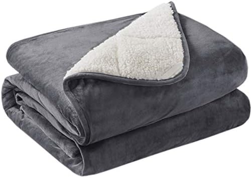 Weighted Blanket 15 Pounds for Adults, Fuzzy Soft Sherpa Fleece Heavy Blankets Queen Size for Bed, 60x80 Inch, Charcoal Gray, Dual Sided Comfort by DegreesofComfort
