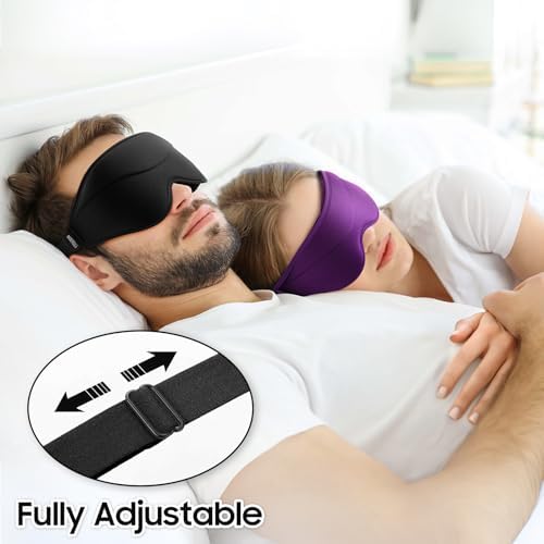Sleep Mask - Total Blackout 3D Sleeping Mask, Super Lightweight & Silky Soft Eye Mask for Sleeping, Fully Adjustable Fit for Home, Office, Traveling, Meditation, Yoga, Black - Image 5
