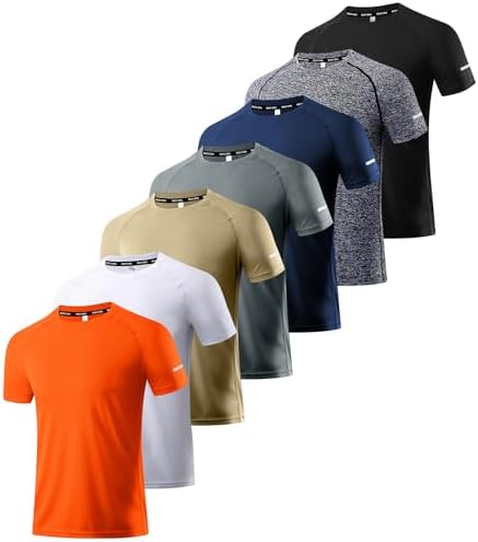 Boyzn 1, 3, 5 or 7 Pack Men's Workout Running Shirts, Dry Fit Moisture Wicking T-Shirt, Gym Athletic Short Sleeve Tee Shirts by Boyzn