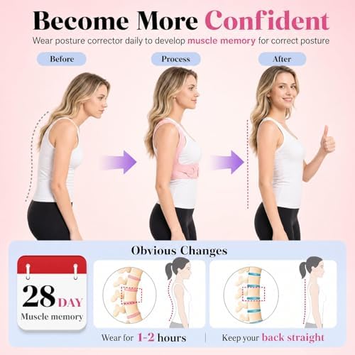 Back Brace Posture Corrector for Women(Large)（Pink） - Image 4