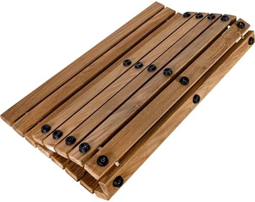 Nordic Teak 100% Solid Teak Wood String Mat - Indoor and Outdoor Use - Non-Slip Wooden Platform for Sauna, Pool, Hot Tub Flooring Decor and Protector (Natural Finish, 19.6" x 19.6") by NordicStyleTeak