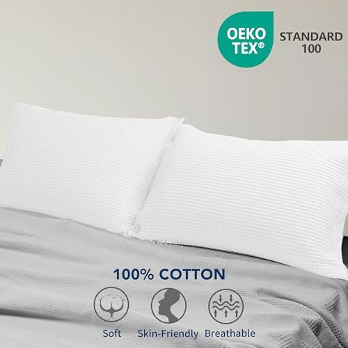 100% Egyptian Cotton Waffle Weave Pillowcases Standard Size 2 Pack - Image 6