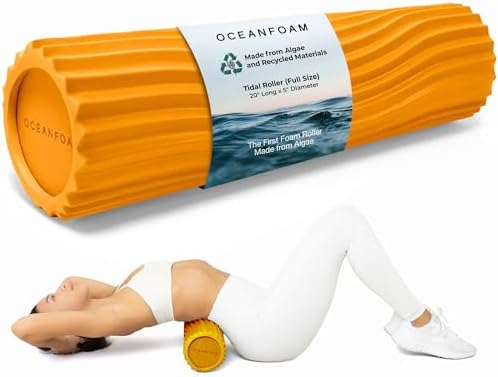 Oceanfoam Tidal Roller - Gold - Muscle Massage Foam Roller for Back Pain & Stretching - Firm and Ergonomic Wide Wave Textured - Yoga, Athletics, & Wellness - Full Size, 20" x 5" - Image 2