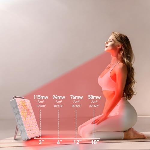 Red Light Therapy Panel, 5 Wavelength 60 Dual Chip LEDs 630+660+810+830+850nm Near Infrared Lamp Therapy Device Timer & Stand for Body Pain Relief Face Skin Health Sleep 100W White - Image 5