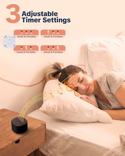 Travel White Noise Sound Machine 20 Sounds, Portable Sound Machine for Adults Sleep, Mini Sleep Aid with Adjustable Volume, 3 Timers, Colorful Night Light, Rechargeable for Baby, Home, Registry Gift - Image 4