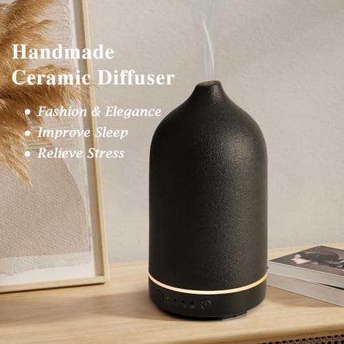 Diffuserlove Ceramic Essential Oil Diffuser Aromatherapy Diffusers for Home Bedroom Air Stone Diffuser Black Base - Image 2