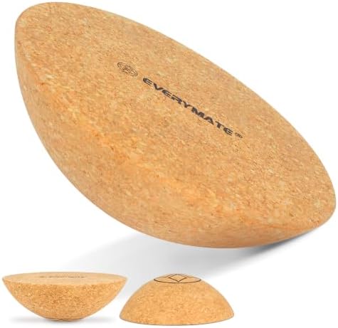 EVERYMATE Cork Balance Board Kit, Foot & Ankle Strengthener with Massage Roller/Ball,Balance Board Half & Half-Moon Ball, for Enhance Mobility & Prevent Falls Improve Foot Function for Home/Office/Gym by EVERYMATE