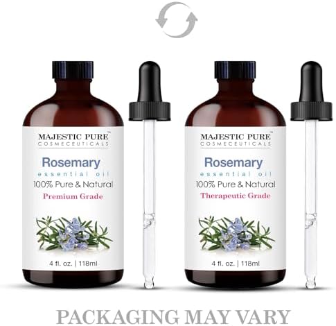 Majestic Pure Essential Oil with Glass Dropper - 100% Pure and Natural - Essential Oils for Diffuser, Aromatherapy, Soap and Candle Making, Rosemary Essential Oil, Rosemary Oil, 4 Fl Oz (Pack of 2) - Image 5