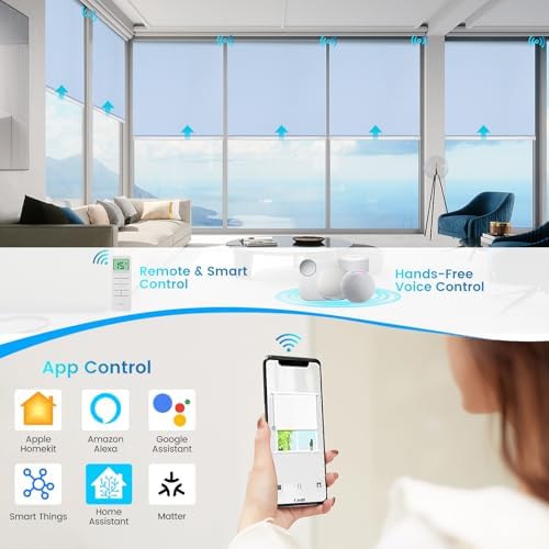Motorized 100% Blackout Roller Shades – Custom Smart Blinds with Remote Control, Rechargeable Battery or Plug-in Motor, Tuya WiFi Optional, Home & Office Automatic Window Shades (Greige Green/CH9444) - Image 2