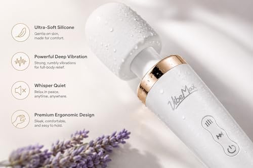 VibeMax Rechargeable Handheld Wand Massager – Powerful Deep Tissue Muscle Therapy Device with Soft Silicone Head, Multi-Speed Vibrations, Quiet, Portable for Back, Neck, Shoulders & Body - Image 4
