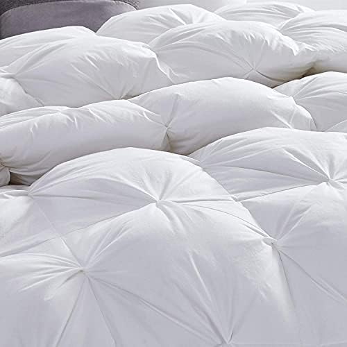 Luxurious Goose Down Feather Fiber Comforter Duvet Insert, Exquisite Pinch Pleat Design, Oversize California King/Cal King White 108 x 98, 100% Egyptian Cotton, 75 oz. Fill Weight, White - Image 4