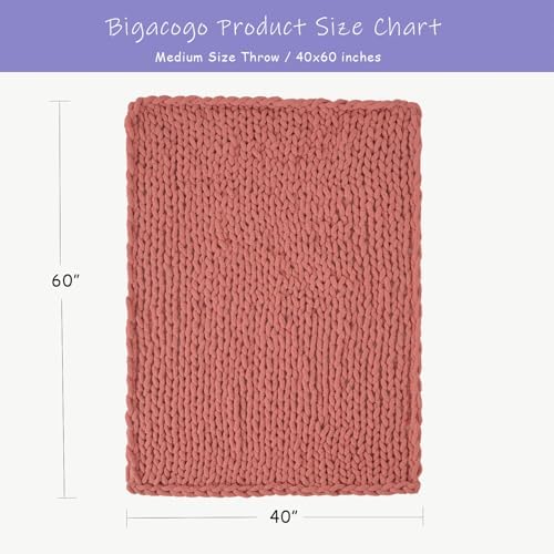 Bigacogo Chunky Knit Throw Blanket for Couch, 40x60 inches, Antique Red - Image 2