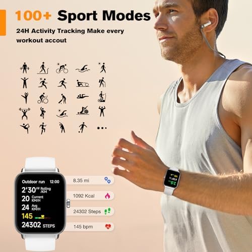 Fitpolo Smart Watch for Men Women,1.8” Touchscreen, Bluetooth Call, Alexa Built-in,24/7 Heart Rate,SpO2 Monitor,Step Counting,Sleep Tracking, IP68 Waterproof Fitness Tracker Watch for Android iPhone - Image 5