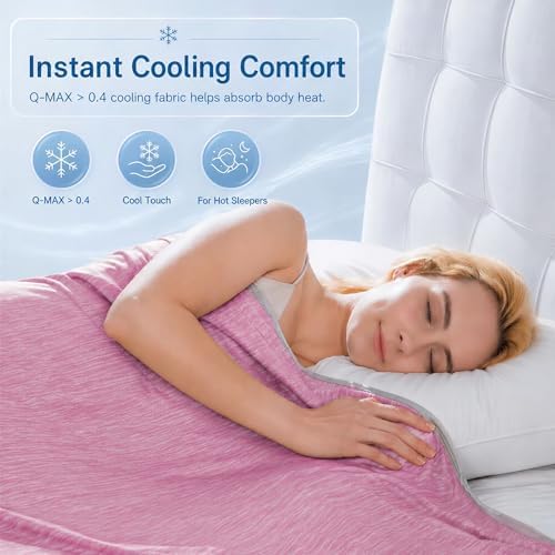 Cooling Blanket for Hot Sleepers - Lightweight Breathable Cool Cold Blanket - Keep Cool for Night Sweats, Soft Thin Ice Throw Blankets for Bed Couch Sofa, (Pink, 50"x70") - Image 5