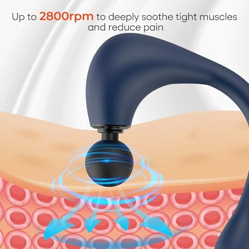 Massage Gun Deep Tissue with Extended Handle Revolutionary U-Shaped Back Massager,Body Massager for Neck,Shoulder,Leg(Dark Blue) - Image 7