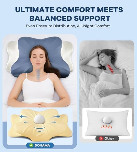 DONAMA Cervical Pillow for Neck and Shoulder Pain Relief, Cooling Contour Memory Foam Pillow, Dual-Height Ergonomic Neck Support Pillow for Side Back Stomach Sleepers with Removable Pillowcase - Image 4