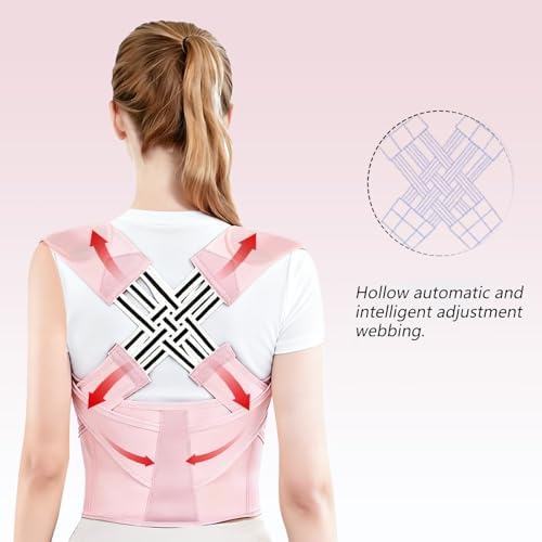 Back Brace Posture Corrector for Women, Pink, Sizs XL, Adjustable Back Straightener for Neck Shoulder Support, Scoliosis and Hunchback Relief - Image 4