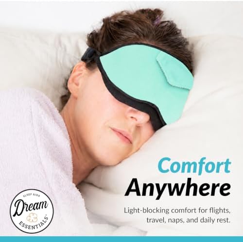 Dream Essentials Opulence Micro Plush Sleep Mask, Calm Sea Green Eye Mask for Sleeping with Earplugs, Front Pocket, Adjustable Strap, Cotton Lining, Light Blocking Travel Accessory for Night Rest - Image 4