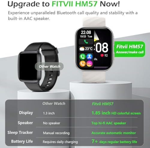 FITVII Health & Fitness Tracker (Answer/Make Calls), Smart Watch with 24/7 Heart Rate and Blood Pressure, Sleep Tracking, Blood Oxygen Monitor, 120+ Sport Modes Activity Tracker for Women Men - Image 3