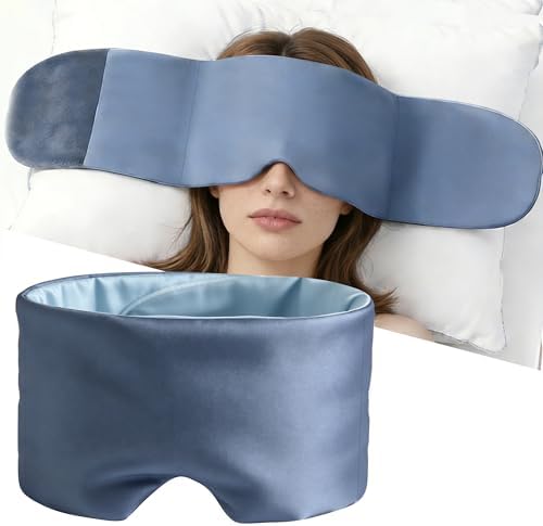 Weighted Sleep Mask for Side Sleepers, 100% Blackout Eye Mask for Sleeping with Adjustable Strap, Dual-Sided Cooling Silk & Warm Cotton Blindfold, Zero Pressure Eye Cover for Travel, Nap & Yoga by Unknown