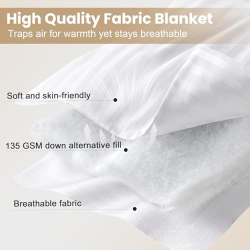 downluxe Queen Size Blanket with Satin Trim, Lightweight Down Alternative Blankets Queen Size for All Season, Machine Washable (White, 90x90 Inch) - Image 4