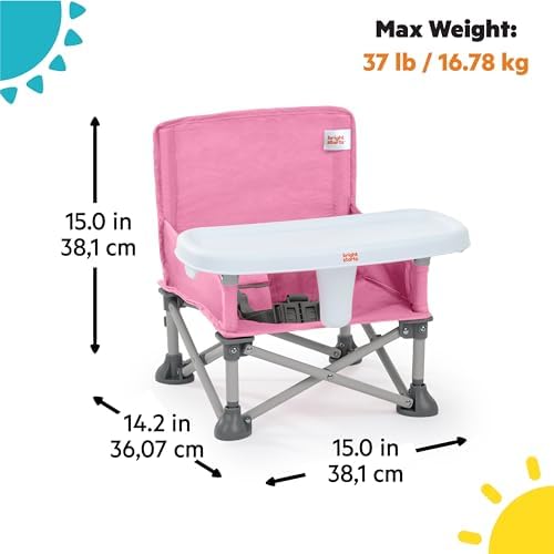Bright Starts Pop 'N Sit Portable Booster, Indoor/Outdoor Use, Floor Seat with Feeding Tray, Pink, 6 Mos - 3 Yrs (Pack of 2) - Image 5