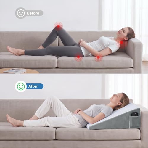 puredown® 8" Bed Wedge Pillow, Cooling Wedge Pillows for Headboard, Pillow Wedge for After Surgery, Nighttime Acid Reflux, Lumbar & Back Support, Leg Elevation Therapy, Snore Reduction Aid,Blue - Image 7