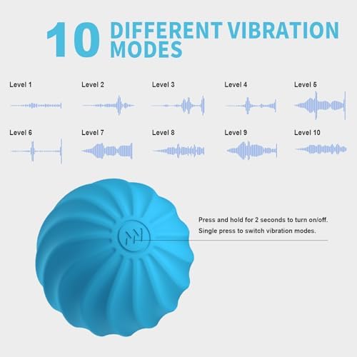 2.3" Mini Vibrating Massage Ball, 10-Speed Vibrating Foam Roller, Lacrosse Ball Massage Ball Therapy for Relieving Muscle Tension & Soreness, Vibrating Massage Roller for Plantar Fasciitis(Blue) - Image 3