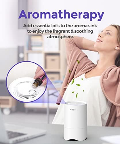 Rosekm Small Air Purifier for Home Bedroom, Personal Desk Mini Air Purifier, Room Hepa Air Purifier Fresheners Cleaner for Dorm, Pets, Smoke, Desktop, Office (White) - Image 5