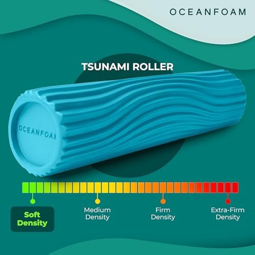 Oceanfoam Tsunami Roller (Miami Blue) - Extra-Large, 26" x 5.9" - Soft, Textured Foam Roller for Physical Therapy, Back Pain, Exercise & Stretching - Wave Textured - Yoga, Athletics, & Wellness - Image 4