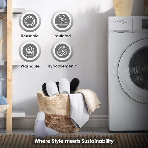 Indoor Spa Slippers 6–12 Pairs – Unisex Washable, Non-Slip Closed Toe Disposable Slippers for Guests, Bathroom, Bedroom, Hotel, House, Bride, Travel and Shoeless Home - Image 3