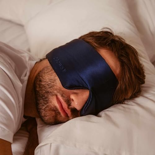DROWSY Silk Sleep Mask Set - Face-Hugging, Padded Silk Cocoon for Luxury Sleep in Total Darkness - Eye Masks for Sleeping & Travel, 100% Pure Mulberry Silk, Adjustable - Midnight Blue (Set of 2) - Image 5