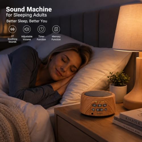 Douni Sleep Sound Machine - White Noise Machine with 27 Soothing Sounds for Sleeping & Relaxation, Timer Settings,Sleep Therapy for Families, Home,Office,Travel.Wood Grain - Image 2