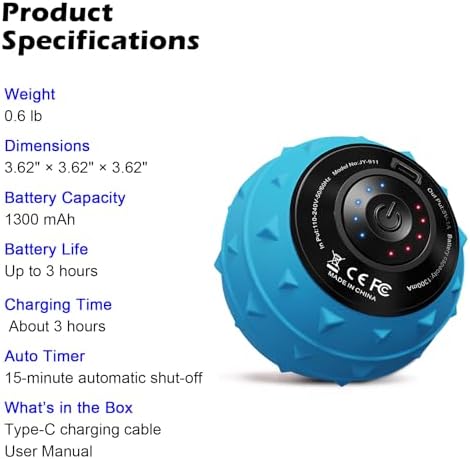 5-Speed Vibrating Massage Ball: Silicone Electric Massager with Auto Shut-Off, Physical Therapy Ball for Fitness, Mobility, and Relaxation, Wellness Gift (Blue) - Image 6