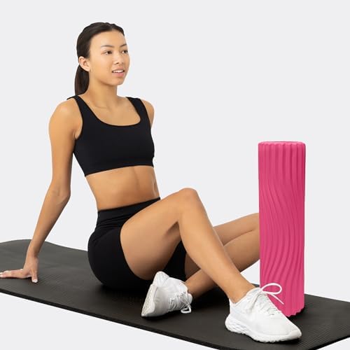 Oceanfoam Tidal Roller - Hot Pink - Muscle Massage Foam Roller for Back Pain & Stretching - Firm and Ergonomic Wide Wave Textured - Yoga, Athletics, & Wellness - Full Size, 20" x 5" - Image 2