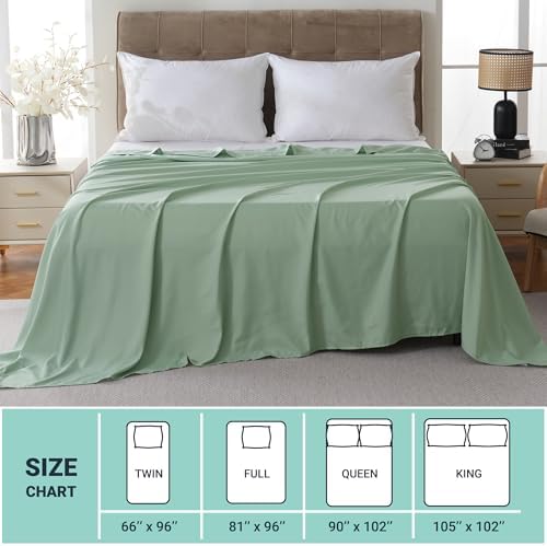 ZPECC Bulk Flat Sheets Only King Size 6 Pack, Easy Sort Top Bed Sheet by Color-Coded Label, Soft Durable Brushed Microfiber Fabric Hotel Airb&bs Essentials for Hosts, 105"x102", Sage Green - Image 5
