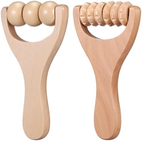 SHINEOFI 2Pcs Wooden Massage Roller, Hand Muscle Roller Stick, Bead Massage Tool for Legs, Manual Wood Therapy Tools for Arms Feet Shoulder Acupoint Tissue Relief by Unknown