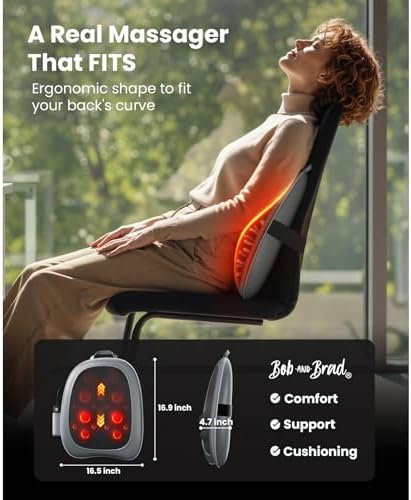 BOB AND BRAD Back Massager for Pain Relief Deep Tissue, FSA EZBack Pro Corded 4D Kneading Shiatsu Back Massager with Heat, HSA Eligible Up and Down Rolling Massage at Office Home, Gift for Man - Image 4