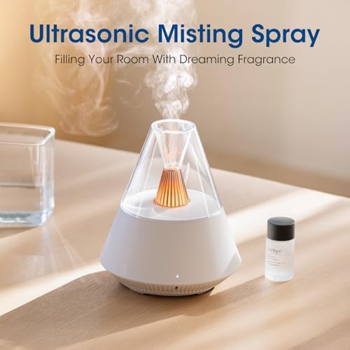 Ultrasonic Essential Oil Diffuser, 150ML Modern Aromatherapy Diffuser with Candle Light, 2 Mist Mode, Remote Control, Auto-Off, Small Cool Mist Humidifier for Home Bedroom Office Yoga, White - Image 2