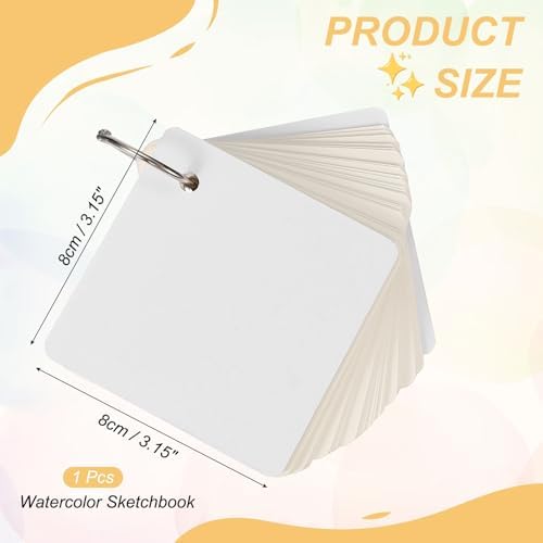 PATIKIL 2 Pcs Mini Watercolor Sketchbook, 3.15 x 3.15 55 Sheets/110 Pages Portable Square Travel Watercolor Notebook 230GSM (107lb) Detachable Painting Sketch Book Art Sketchbook, White - Image 2
