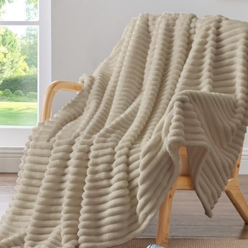 BEDELITE Ribbed Twin Blanket for Couch & Bed, Linen, 60"x80" by BEDELITE