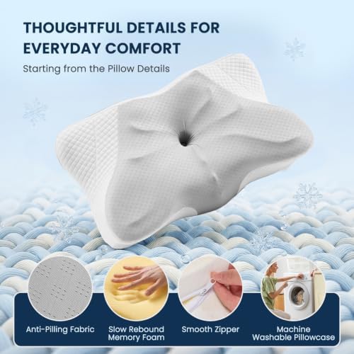 Sweetcrispy King Cervical Pillow for Neck and Shoulder - Ergonomic Memory Foam Pillows, Contour Side Sleeper for Adults, Cooling Orthopedic Neck Support for Back Stomach Sleepers, Grey - Image 4