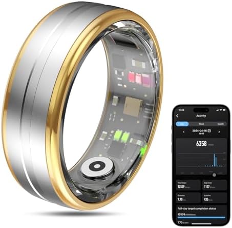 Smart Ring Health Tracker Men/Women, Silver, Size 9 by MagLoop