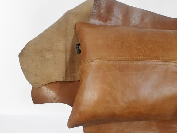 LL LEATHER LOVERS 100% Lambskin Leather Pillow Cover - Sofa Cushion Case - Decorative Throw Covers for Living Room & Bedroom, Light Brown Crunch Plane Pack of 2-14X22 Inch - Image 3