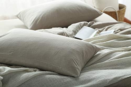 F.Y.Dreams 100% Washed Cotton Duvet Cover for Weighted Blanket 80x87 inches with 16 Ties, Zipper on Long Side/Khaki/Just Duvet Cover - Image 6