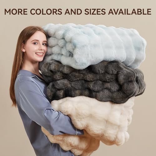 Anysay Faux Fur Throw Blanket, 1000GSM Fluffy Soft Bubble Blanket 60''*80'' - Image 6