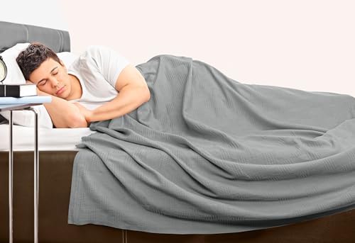 Utopia Bedding 100% Cotton Thermal Blanket Cool Grey Queen, 90x90 Inches - Image 6