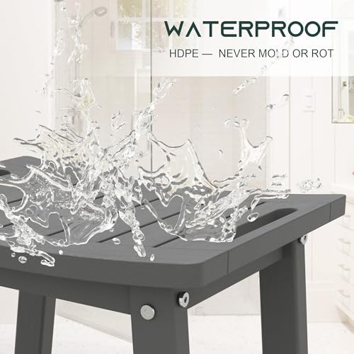 Waterproof HDPE Shower Bench for Inside Shower, Shower Stool, Grey - Image 4