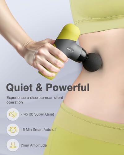 Morelax Mini Massage Gun Portable Deep Tissue Muscle Percussion Massager, Electric Handheld Sport Massager with 6 Massage Heads 4 Speed, Best Gift (Yellow) - Image 4