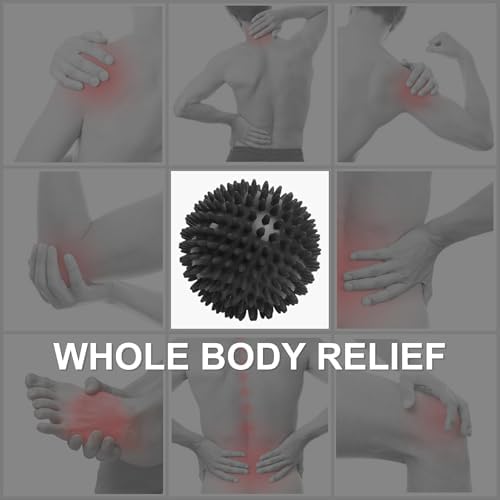 LEZER Spiky Massage Ball, Trigger Massage Point, Plantar Fasciitis, Deep Tissue Myofascial Release Tool, Foot Massager, Muscle Knot Relief, Physical Therapy, 3.5 in（Black） - Image 6